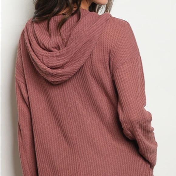 ❄️LAST1️⃣//MAUVE WAFFLE CARDIGAN HOODIE - Picture 4 of 9